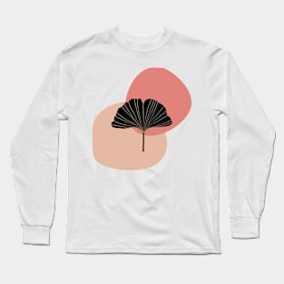 Ginkgo leaf abstract midcentury modern minimal design Long Sleeve T-Shirt